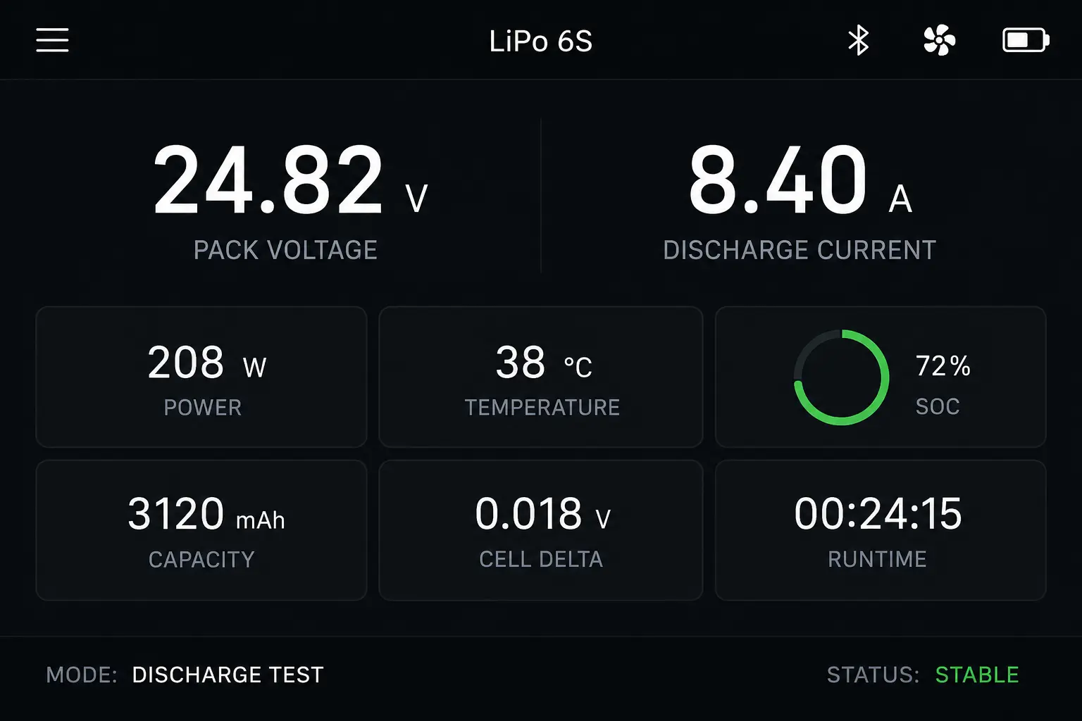 VoltDock X1 Battery Analyzer UI