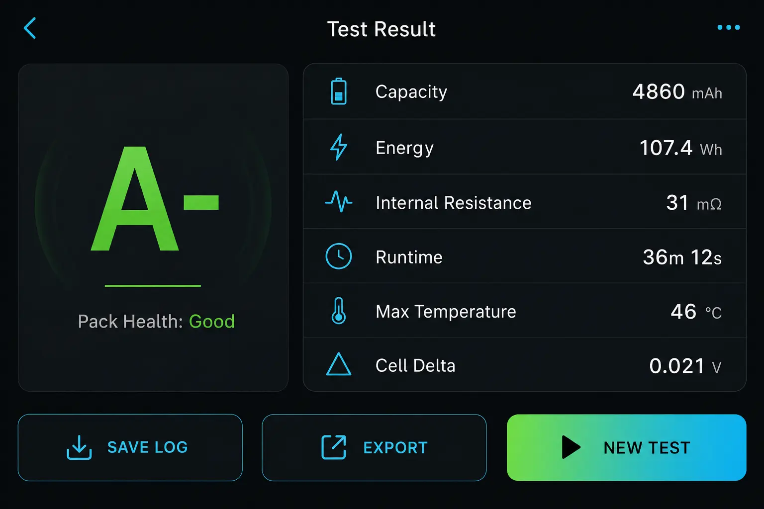 VoltDock X1 Battery Analyzer UI