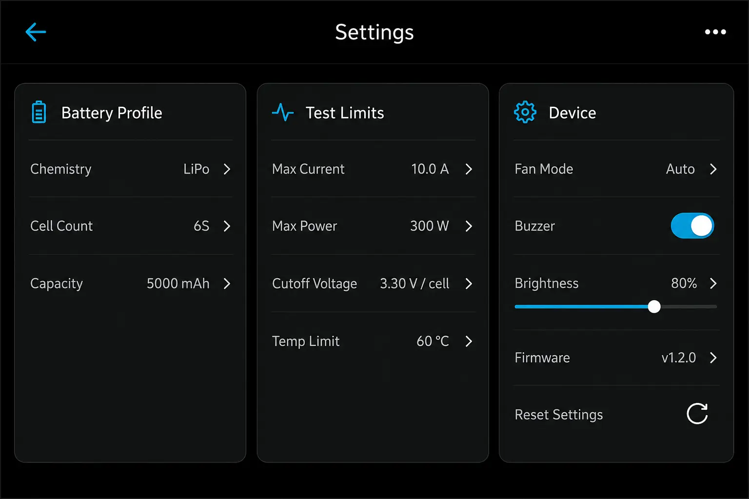 VoltDock X1 Battery Analyzer UI